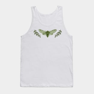 Cicada Leaf Design Pretty Antique Classic Entomologist Insect Bug Nature Tank Top